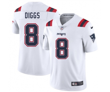 Men's New England Patriots #8 Stefon Diggs White 2025 Vapor Limited Football Stitched Jersey
