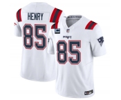 Men's New England Patriots #85 Hunter Henry White 2025 F.U.S.E. With 4-Star C Patch Vapor Limited Stitched Jersey