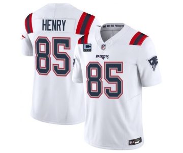 Men's New England Patriots #85 Hunter Henry White 2025 F.U.S.E. With 4-Star C Patch Vapor Limited Stitched Jersey