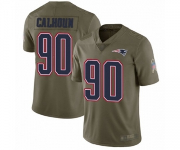 Men's New England Patriots #90 Shilique Calhoun Limited Olive 2017 Salute to Service Football Jersey