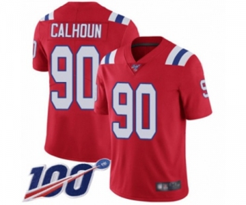 Men's New England Patriots #90 Shilique Calhoun Red Alternate Vapor Untouchable Limited Player 100th Season Football Jersey