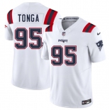 Men's New England Patriots #95 Khyiris Tonga White 2025 F.U.S.E. Vapor Limited Football Stitched Jersey