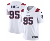 Men's New England Patriots #95 Khyiris Tonga White 2025 Vapor Limited Football Stitched Jersey