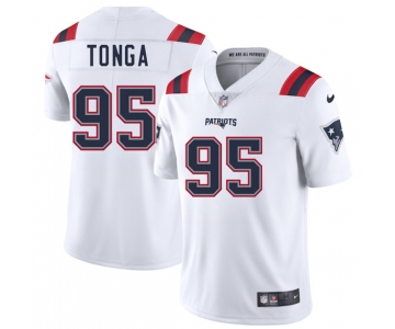 Men's New England Patriots #95 Khyiris Tonga White 2025 Vapor Limited Football Stitched Jersey