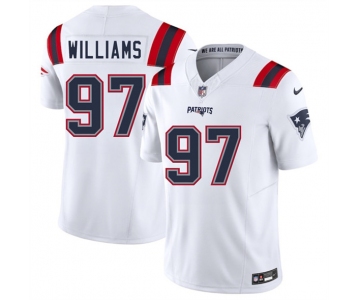 Men's New England Patriots #97 Milton Williams White 2025 F.U.S.E. Vapor Limited Football Stitched Jersey