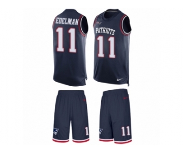 Men's Nike New England Patriots #11 Julian Edelman Limited Navy Blue Tank Top Suit NFL Jersey