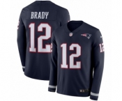 Men's Nike New England Patriots #12 Tom Brady Limited Navy Blue Therma Long Sleeve NFL Jersey