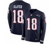 Men's Nike New England Patriots #18 Matthew Slater Limited Navy Blue Therma Long Sleeve NFL Jersey