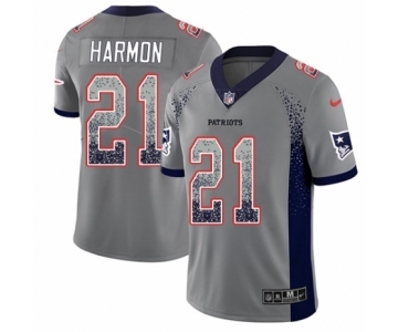 Men's Nike New England Patriots #21 Duron Harmon Limited Gray Rush Drift Fashion NFL Jersey