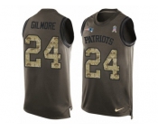 Men's Nike New England Patriots #24 Stephon Gilmore Limited Green Salute to Service Tank Top NFL Jersey