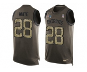 Men's Nike New England Patriots #28 James White Limited Green Salute to Service Tank Top NFL Jersey