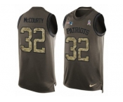 Men's Nike New England Patriots #32 Devin McCourty Limited Green Salute to Service Tank Top NFL Jersey