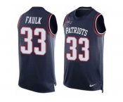 Men's Nike New England Patriots #33 Kevin Faulk Limited Navy Blue Player Name & Number Tank Top NFL Jersey