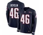 Men's Nike New England Patriots #46 James Develin Limited Navy Blue Therma Long Sleeve NFL Jersey