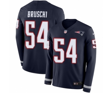 Men's Nike New England Patriots #54 Tedy Bruschi Limited Navy Blue Therma Long Sleeve NFL Jersey