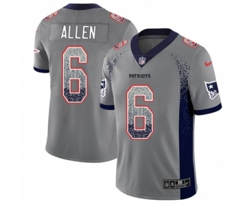 Men's Nike New England Patriots #6 Ryan Allen Limited Gray Rush Drift Fashion NFL Jersey