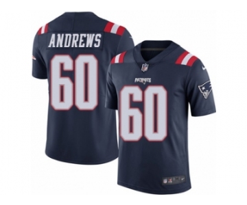 Men's Nike New England Patriots #60 David Andrews Limited Navy Blue Rush NFL Jersey