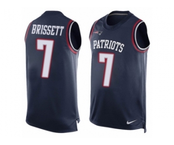 Men's Nike New England Patriots #7 Jacoby Brissett Limited Navy Blue Player Name & Number Tank Top NFL Jersey