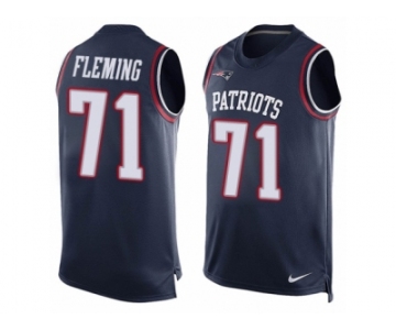 Men's Nike New England Patriots #71 Cameron Fleming Limited Navy Blue Player Name & Number Tank Top NFL Jersey