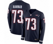 Men's Nike New England Patriots #73 John Hannah Limited Navy Blue Therma Long Sleeve NFL Jersey