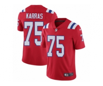 Men's Nike New England Patriots #75 Ted Karras Vapor Untouchable Limited Red Alternate NFL Jersey