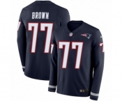 Men's Nike New England Patriots #77 Trent Brown Limited Navy Blue Therma Long Sleeve NFL Jersey Men's Nike New England Patriots #77 Trent Brown Limited Navy Blue Therma Long Sleeve NFL Jersey