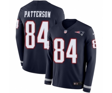 Men's Nike New England Patriots #84 Cordarrelle Patterson Limited Navy Blue Therma Long Sleeve NFL Jersey