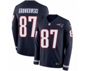 Men's Nike New England Patriots #87 Rob Gronkowski Limited Navy Blue Therma Long Sleeve NFL Jersey Men's Nike New England Patriots #87 Rob Gronkowski Limited Navy Blue Therma Long Sleeve NFL Jersey