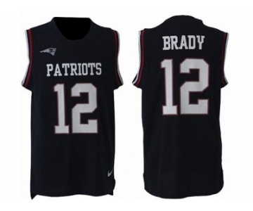 Nike New England Patriots #12 Tom Brady Navy Blue Team Color Men Stitched NFL Limited Tank Top Jersey