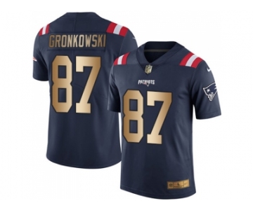 Nike New England Patriots #87 Rob Gronkowski Navy Blue Men's Stitched NFL Limited Gold Rush Jersey