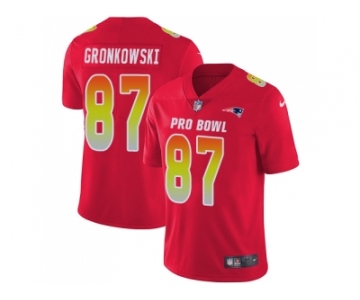 Nike New England Patriots #87 Rob Gronkowski Red Men Stitched NFL Limited AFC 2018 Pro Bowl Jersey