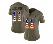 Women Nike New England Patriots #11 Julian Edelman Limited Olive USA Flag 2017 Salute to Service NFL Jersey