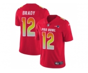 Women Nike New England Patriots #12 Tom Brady Red Stitched NFL Limited AFC 2018 Pro Bowl Jersey