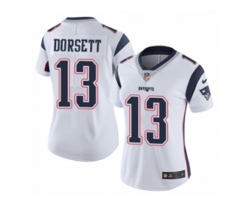 Women Nike New England Patriots #13 Phillip Dorsett White Vapor Untouchable Limited Player NFL Jersey