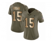 Women Nike New England Patriots #15 Chris Hogan Limited Olive Gold 2017 Salute to Service NFL Jersey