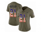Women Nike New England Patriots #21 Malcolm Butler Limited Olive USA Flag 2017 Salute to Service NFL Jersey