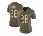 Women Nike New England Patriots #28 James White Limited Olive Gold 2017 Salute to Service NFL Jersey