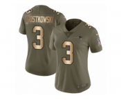 Women Nike New England Patriots #3 Stephen Gostkowski Limited Olive Gold 2017 Salute to Service NFL Jersey