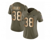 Women Nike New England Patriots #38 Brandon Bolden Limited Olive Gold 2017 Salute to Service NFL Jersey