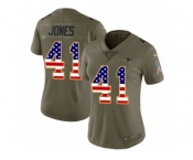 Women Nike New England Patriots #41 Cyrus Jones Limited Olive USA Flag 2017 Salute to Service NFL Jersey