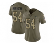 Women Nike New England Patriots #54 Tedy Bruschi Limited Olive Camo 2017 Salute to Service NFL Jersey