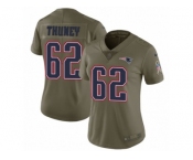 Women Nike New England Patriots #62 Joe Thuney Limited Olive 2017 Salute to Service NFL Jersey