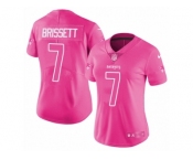 Women Nike New England Patriots #7 Jacoby Brissett Limited Pink Rush Fashion NFL Jersey