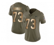 Women Nike New England Patriots #73 John Hannah Limited Olive Gold 2017 Salute to Service NFL Jersey