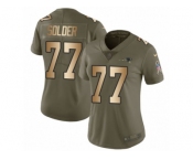 Women Nike New England Patriots #77 Nate Solder Limited Olive Gold 2017 Salute to Service NFL Jersey