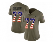 Women Nike New England Patriots #77 Nate Solder Limited Olive USA Flag 2017 Salute to Service NFL Jersey