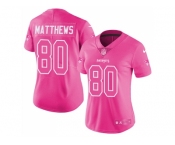 Women Nike New England Patriots #80 Jordan Matthews Pink Stitched NFL Limited Rush Fashion Jersey