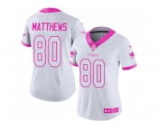 Women Nike New England Patriots #80 Jordan Matthews White Pink Stitched NFL Limited Rush Fashion Jersey