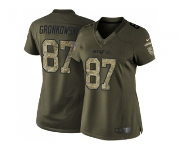 Women Nike New England Patriots #87 Rob Gronkowski Green Stitched NFL Limited 2015 Salute to Service Jersey