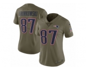 Women Nike New England Patriots #87 Rob Gronkowski Limited Olive 2017 Salute to Service NFL Jersey